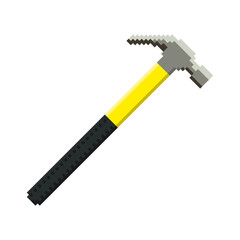 Pixel hammer icon. Side view. Vector flat graphic pixelated illustration. The isolated object on a white background. Isolate.