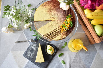 Vegan orange  cheesecake with a cashew base 