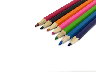 colored pencils isolated on white background