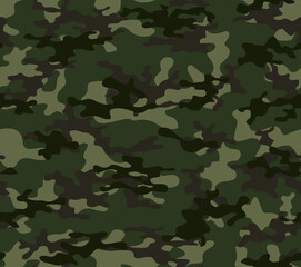 Fototapeta premium Green vector camouflage seamless background military pattern.