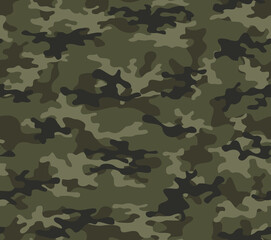 Fototapeta premium Military camouflage seamless background khaki vector pattern on print