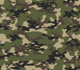 Fototapeta premium Camouflage classic vector pattern seamless background for printing clothes.