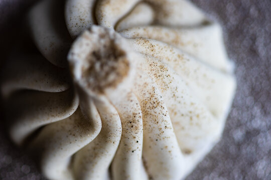 Close-up of a traditional Georgian khinkali dumpling