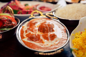 Indian Food Selection. Assorted indian curry and rice dishes	
