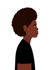 black and afro man cartoon in side view vector design