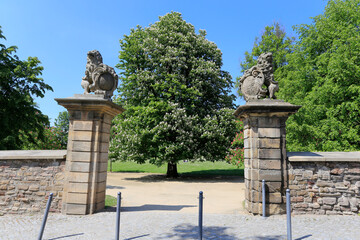 Das Loewentor zum Lustgarten des Schlosses in Wernigerode. Wernigerode, Sachsen-Anhalt,...
