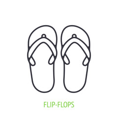Flip-flops outline icon. Vector illustration. Beach shoes for summer time. Symbol of summertime, travel and tourism. Thin line pictogram for user interface. Isolated white background