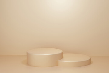 3d illustration with geometric shapes. yellow steps cylinder podium platforms for cosmetic product presentation. mock up minimal design with empty space. Abstract composition modern