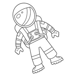 Coloring Page Outline Of a cartoon astronaut in spacesuit. Space. Coloring book for kids.