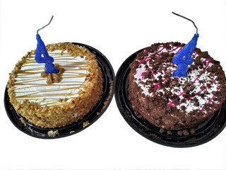 chocolate birthday cake with cherry and milk sweet cake