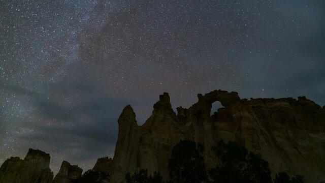  Time lapse of Polaris star over Grosvenor Arch at Grand Staircase Escalante National Monument in Utah