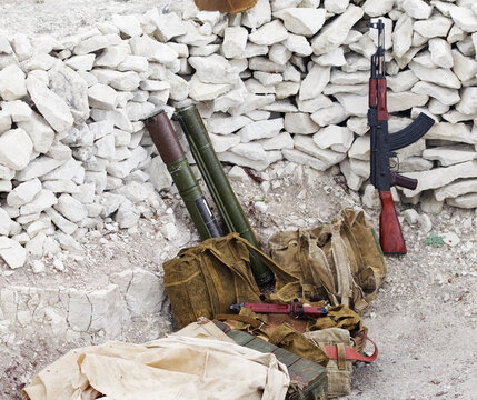 shot grenades, machine gun and other military equipment
