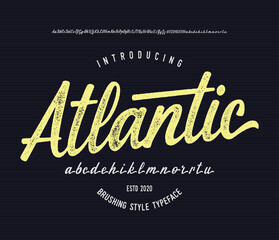 "Atlantic". Original Brush Script Font With Alternate Updates. Retro Typeface. Vector Illustration.