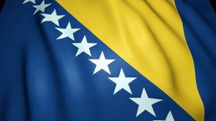 Waving realistic Bosnia flag background, 3d illustration