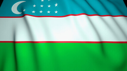 Waving realistic Uzbekistan flag background, 3d illustration