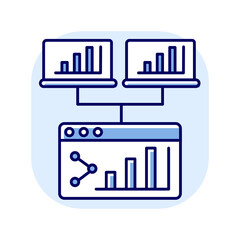Webcast blue RGB color icon. Share online presentation. Screen with data analytics. Information diagram for business project. Internet connection. Web page. Isolated vector illustration