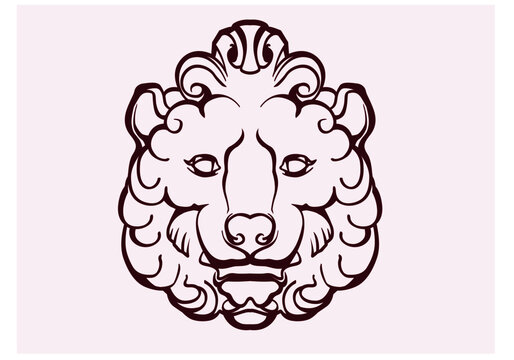 vector image of a stylized lion head. Vector drawing for logo and illustrations.