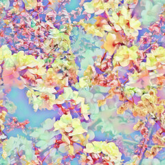 Obraz na płótnie Canvas Spring Background. Watercolor Seamless Pattern.