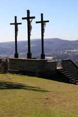 Kreuzberg, Kreuzigungsgruppe, Rhoen, Bayern, Deutschland