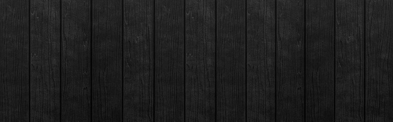 Panorama of Wood plank black timber texture and seamless background