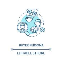 Buyer persona concept icon. Social network audience. Target customer idea thin line illustration. Customer base analysis. Vector isolated outline RGB color drawing. Editable stroke