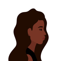 black woman cartoon in side view vector design