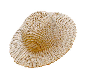 Fototapeta na wymiar Antique straw hat, isolated over white