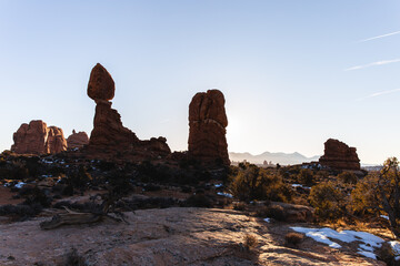 strange rock formation made by erosion in the desert in the morning