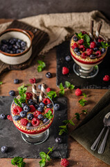 Fresh panna cotta with forest fruits
