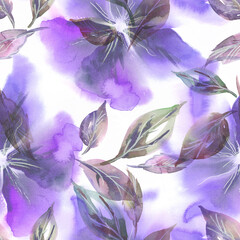 Watercolor Illustration. Floral Seamless Pattern.