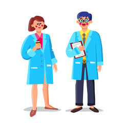 Pharmacist Laboratory Workers Man And Woman Vector