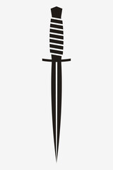 Dagger Silhouette. Military Combat Knife. Simple Element That You Can Use in Any of Your Design Projects. Logo or Tattoo. Sticker or Patch for Jackets Shirt and T-Shirts