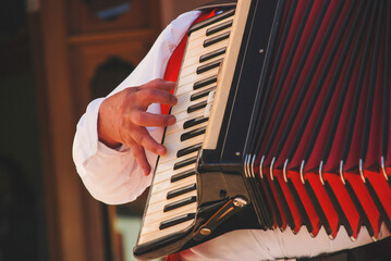 Man playing accordion - obrazy, fototapety, plakaty