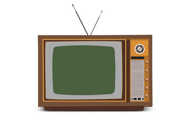 vintage tv set isolated on white
