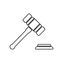Judge or Auction Hammer Icon, Flat Design