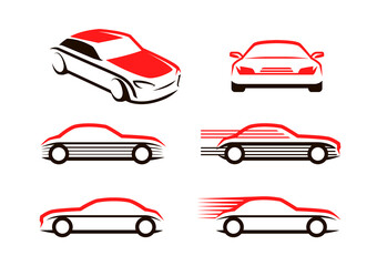 Car icons set. Transport, automobile symbol or logo