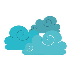 blue clouds sky climate cartoon isolated icon style