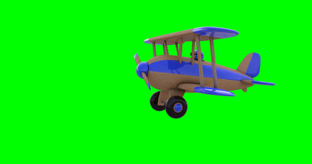 Flying a toy plane on a green screen. 3D render. Isolated © gorbovoi81