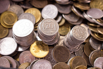 Coins for business, money, financial coins and economy. Money coins, penny coins, silver coin, copper coin.