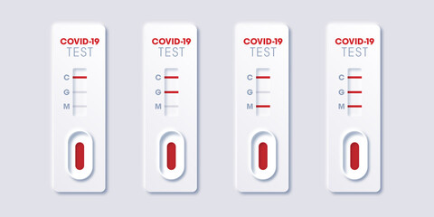 Rapid test kit with different positive and negative for COVID-19 - quick fast blood test - detection of antigens COVID19 disease - coronavirus © Romain TALON