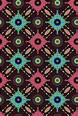 Flower geometric pattern red snd yeallow color. Seamless flowers background