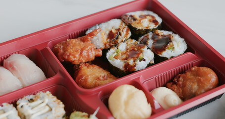 Delicious Japanese sushi lunch box