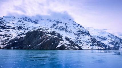 Obraz na płótnie Canvas Cruise ship sailing in Glacier Bay National Park, Alaska