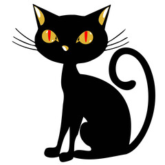 black cat on white background, vector, eps 10