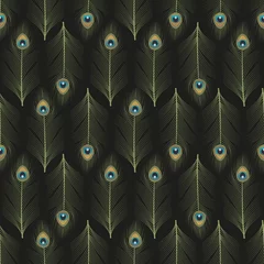 Wall murals Peacock Peacock feathers ornamental seamless pattern