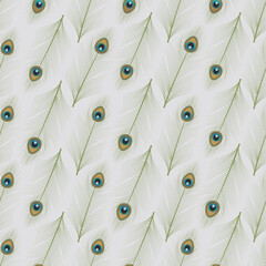 Peacock feathers ornamental seamless pattern