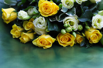 Bouquet of roses. Copy space for text.