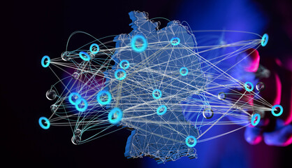 Abstract of germany map network in hand