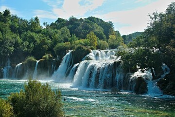 Croatia-view of a waterfall Roski slap on a river Krka in the Krka National Park
