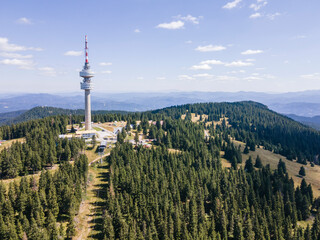 Obraz premium Rhodope Mountains and Snezhanka tower, Bulgaria